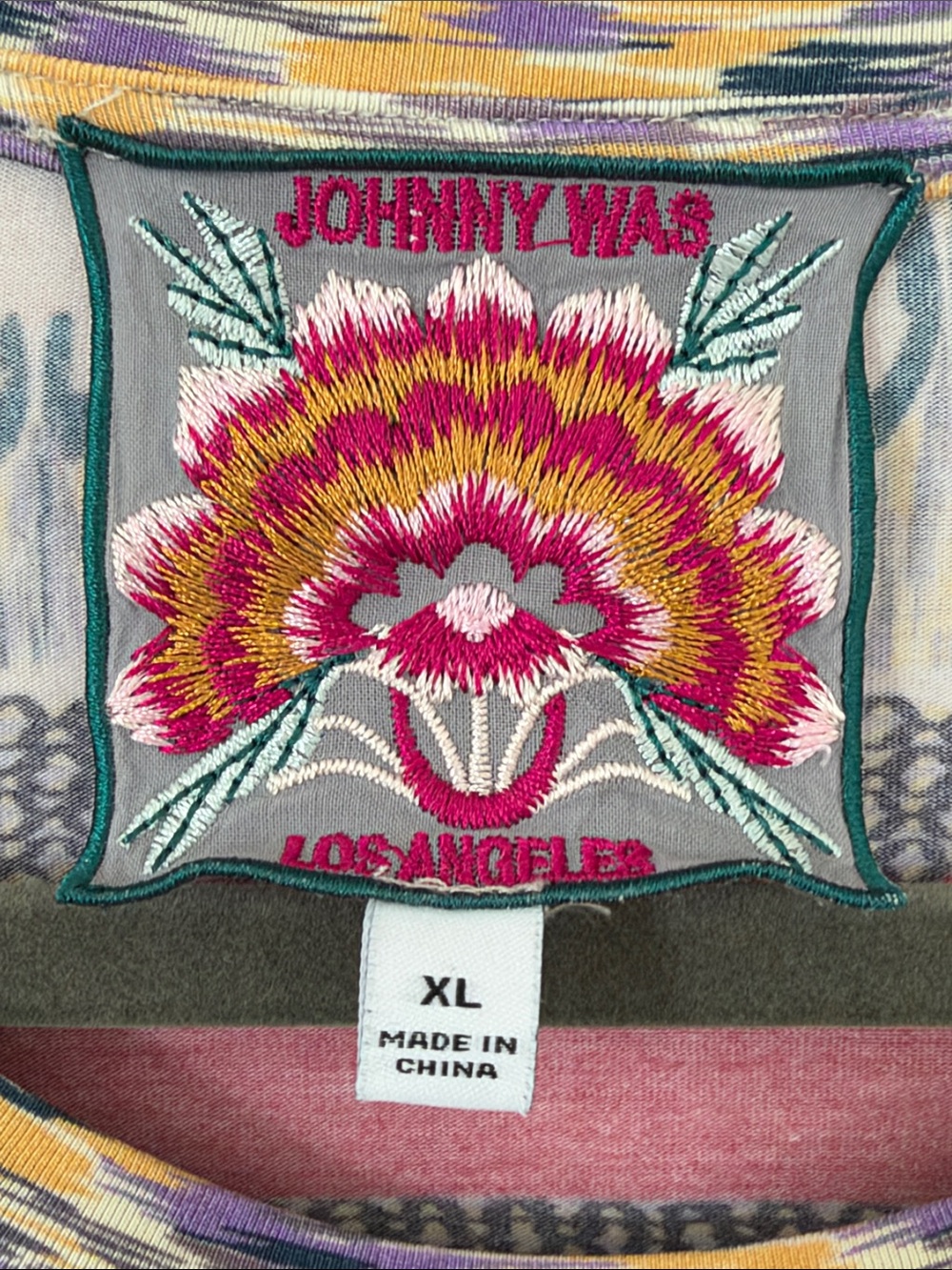 Johnny Was XL Mixed Print Floral Patchwork Long Sleeve Top Bamboo Blend Boho - Picture 4 of 4